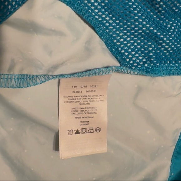 Columbia flash forward hooded wind breaker, med, teal, gently used. - Picture 10 of 11